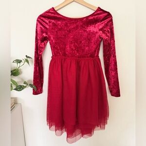 ❤️ Cat & Jack Red Velvet & Tulle Dress (Girls’ Size M 7/8)